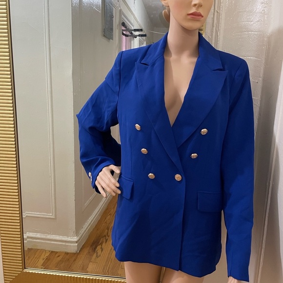 Marled Royal Blue Double-Breasted Blazer - Picture 14 of 15